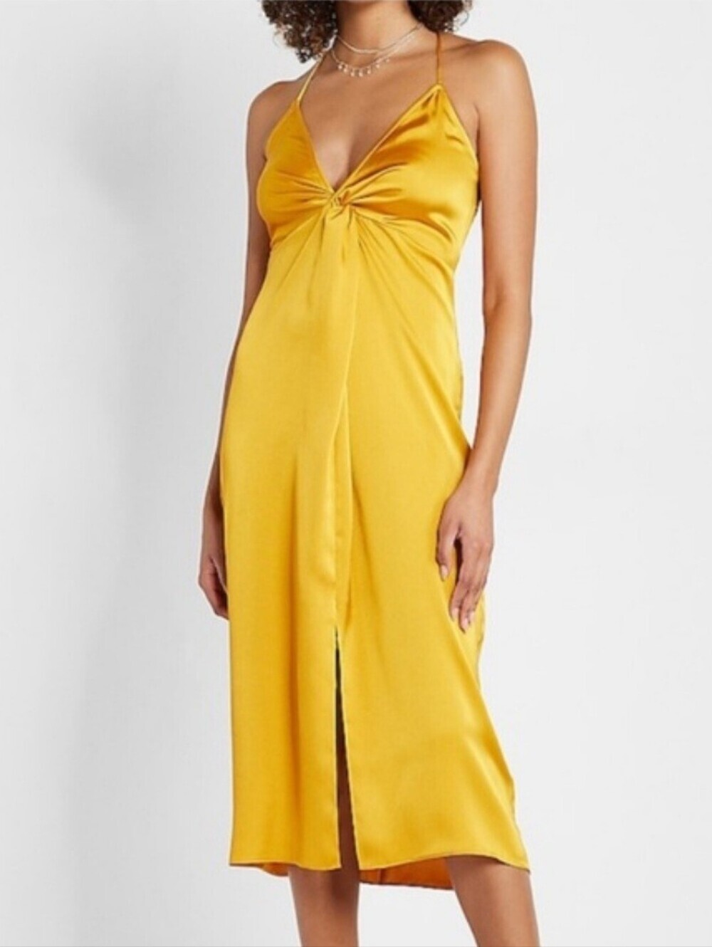 Express Satin Slip Dress in Vibrant Orange